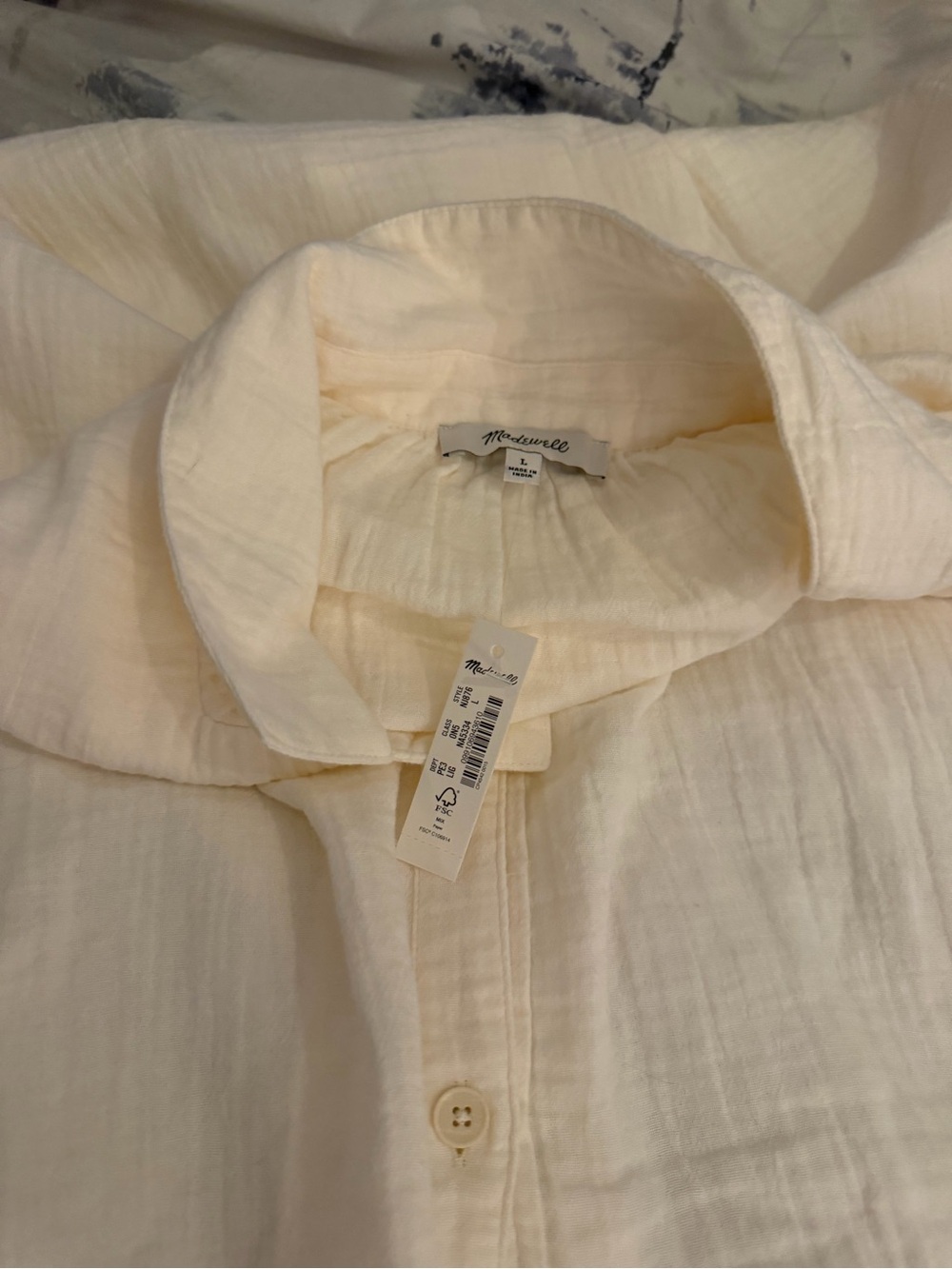 Madewell Cream Short-Sleeve Gauze Cover Up - Picture 2 of 2
